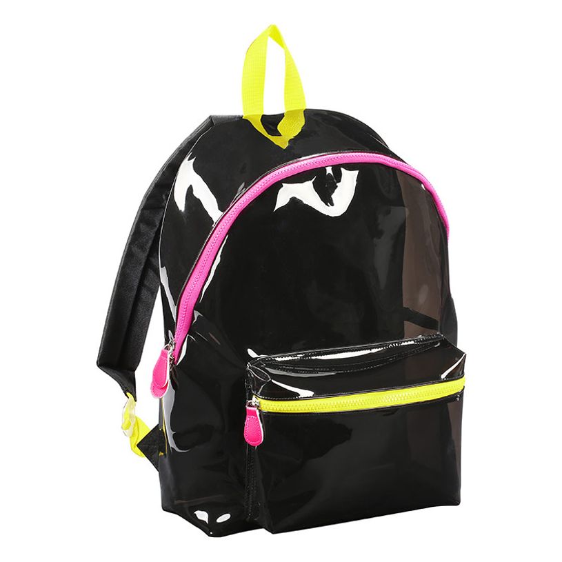 3135257072832-Sac à dos Neon 1 compartiment - noir translucide, zips fluo - Exclusivité Bureau Vallée-P_400006526_1-0
