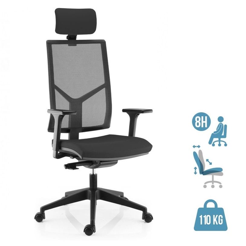 3660916001156-Fauteuil de bureau NOVA - accoudoirs réglables - appui-tête réglable - noir-P_400006666_1-0