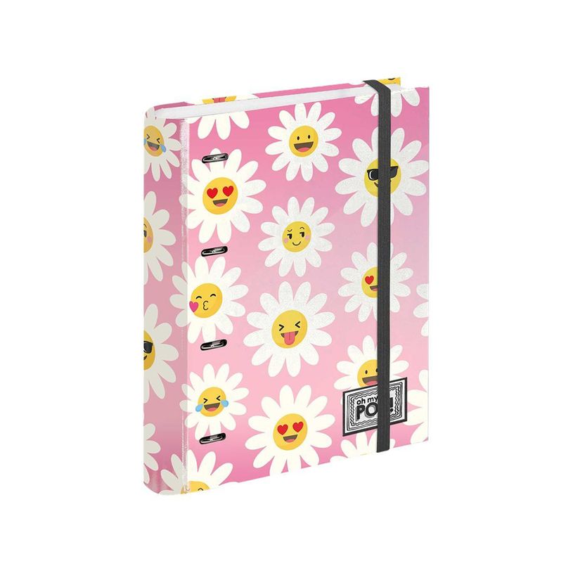 8445118002836-Oh My Pop Happy Flower - Classeur à anneaux avec élastique - A4 - 50 feuilles incluses --P_400006878_1-0