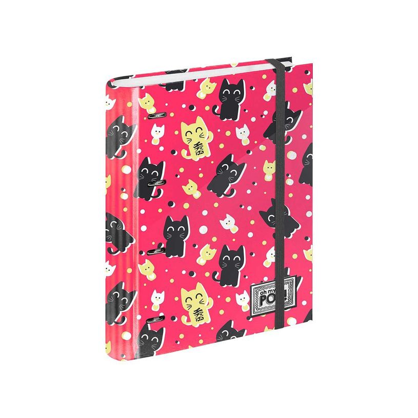 8445118011777-Oh My Pop Neko - Classeur à anneaux avec élastique - A4 - 50 feuilles incluses - Karacte-P_400006879_1-0