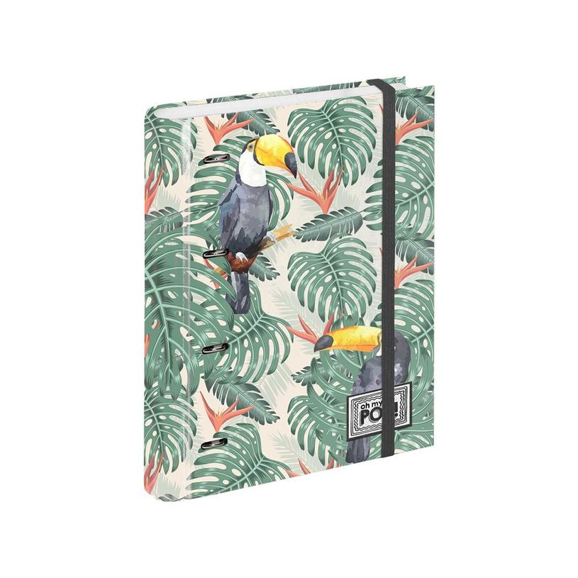 8445118011906-Oh My Pop Toucan - Classeur à anneaux avec élastique - A4 - 50 feuilles incluses - Karac-P_400006880_1-0