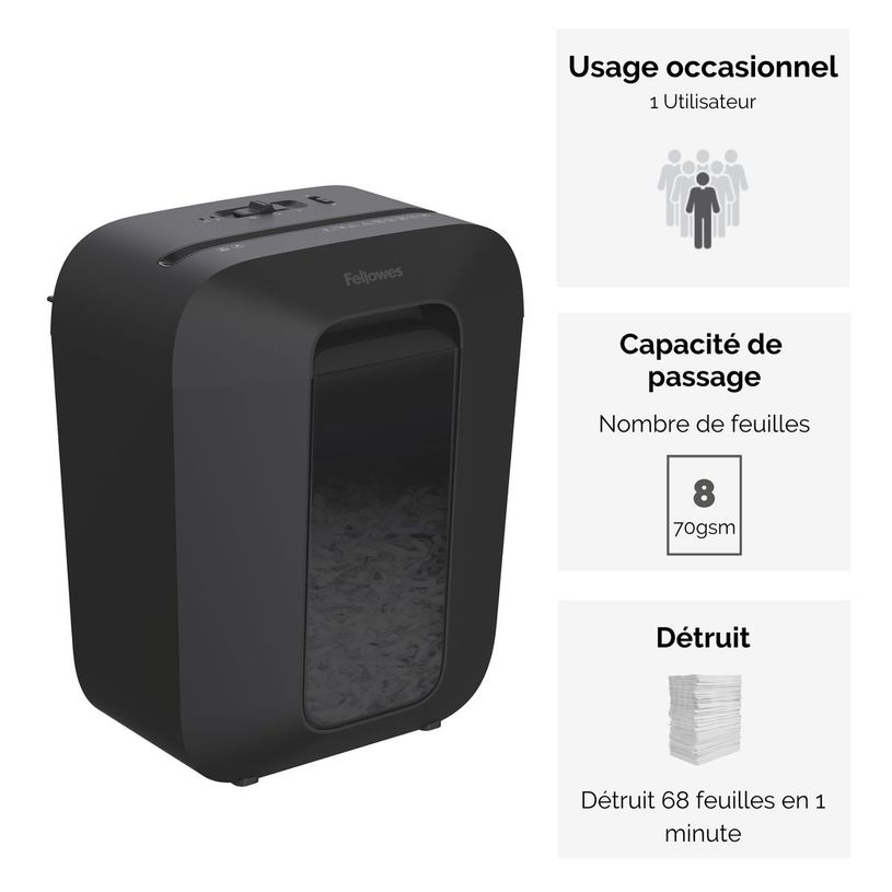 043859764778-Fellowes Powershred LX45 - destructeur de documents coupe croisée - 8 feuilles - Corbeille 17 litre-P_400006919_14-1