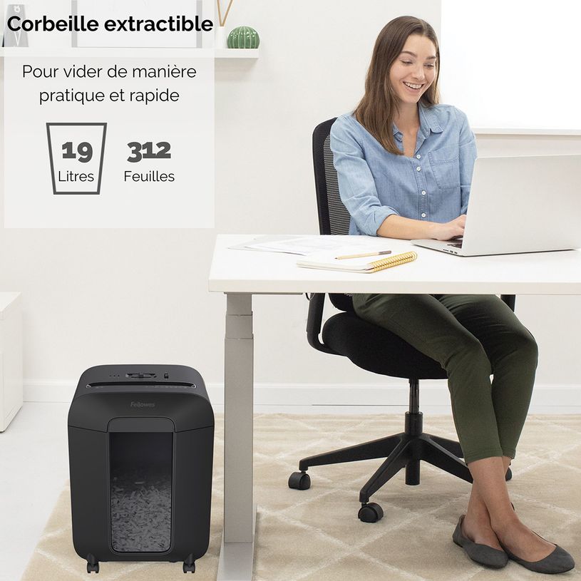 043859764808-Fellowes Powershred LX85 - destructeur de documents coupe croisée - 12 feuilles - Corbeille 19-P_400006921_10-6