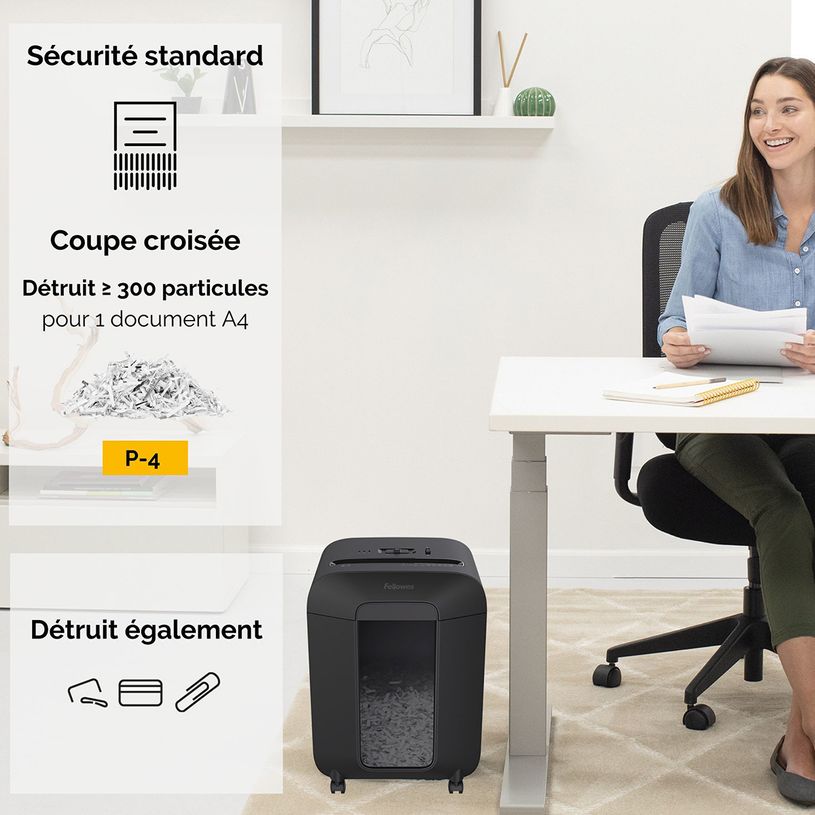043859764808-Fellowes Powershred LX85 - destructeur de documents coupe croisée - 12 feuilles - Corbeille 19 -P_400006921_9-5