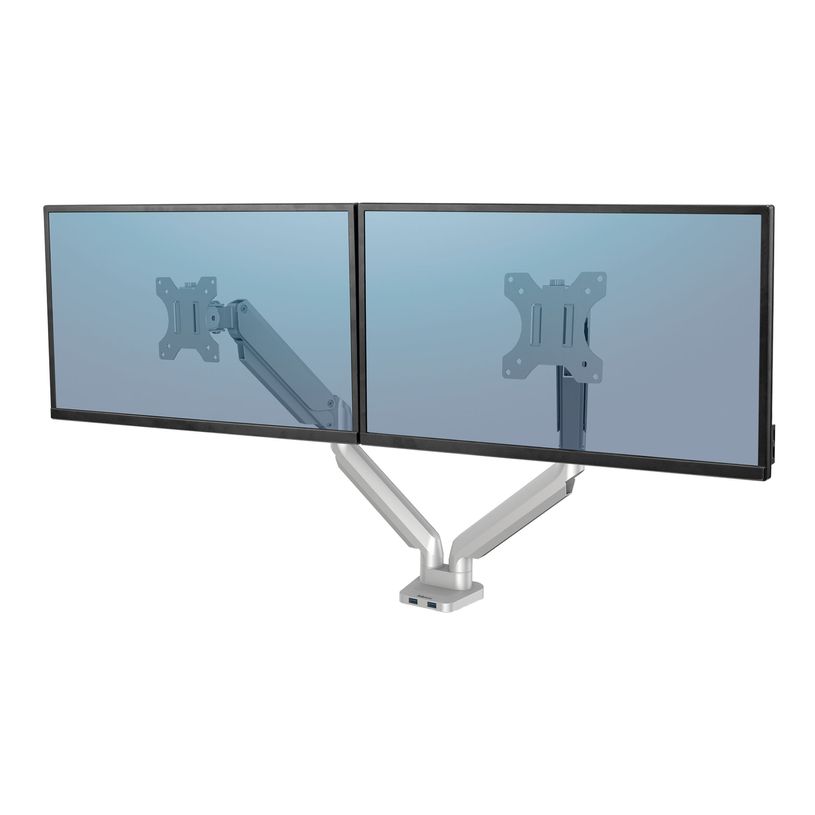 043859764228-Fellowes Platinum series - Bras porte écran double réglable -  fixation sur bureau - gris-P_400006926_2-1