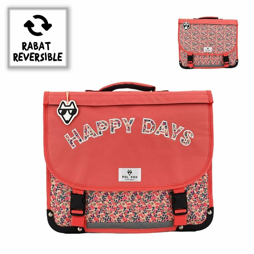 3663842006325-Cartable réversible Happy Days 38 cm - 2 compartiments - orange - Pol Fox-P_400006936_1-0