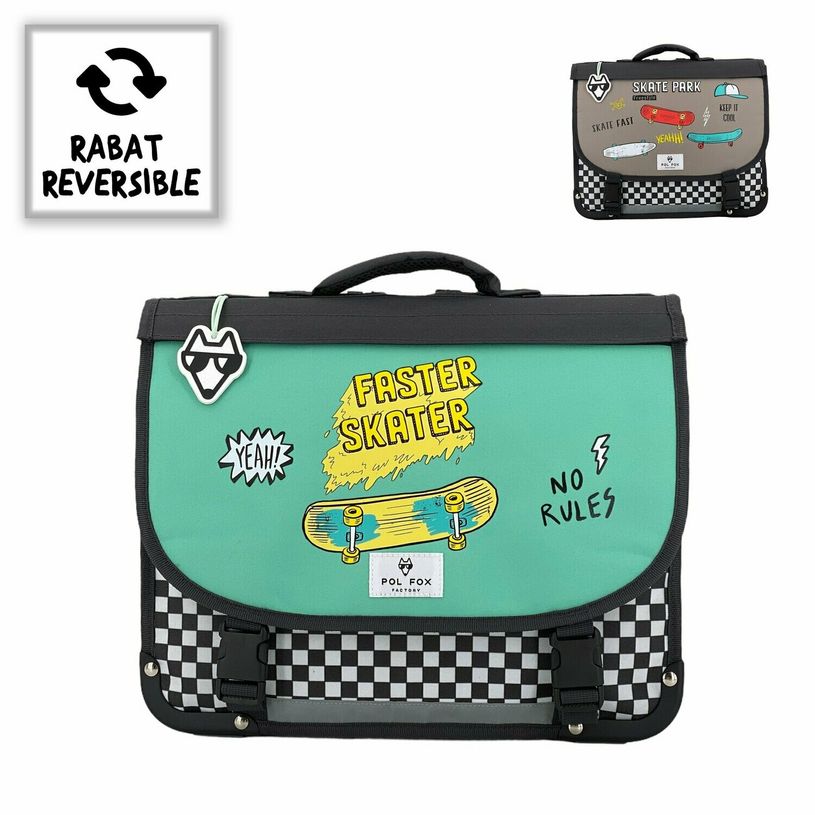 3663842006585-Cartable réversible Skate 38 cm - 2 compartiments - gris - Pol Fox-P_400006962_1-0