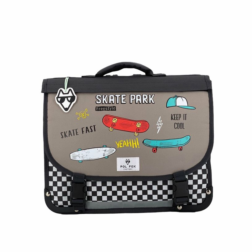 3663842006592-Cartable réversible Skate 41 cm - 2 compartiments - gris - Pol Fox-P_400006963_3-2