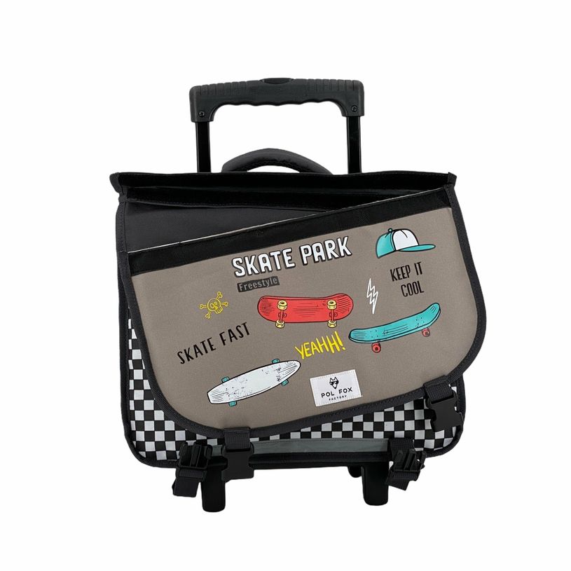 3663842006608-Cartable à roulettes réversible Skate 38 cm - 2 compartiments - gris - Pol Fox-P_400006964_2-1