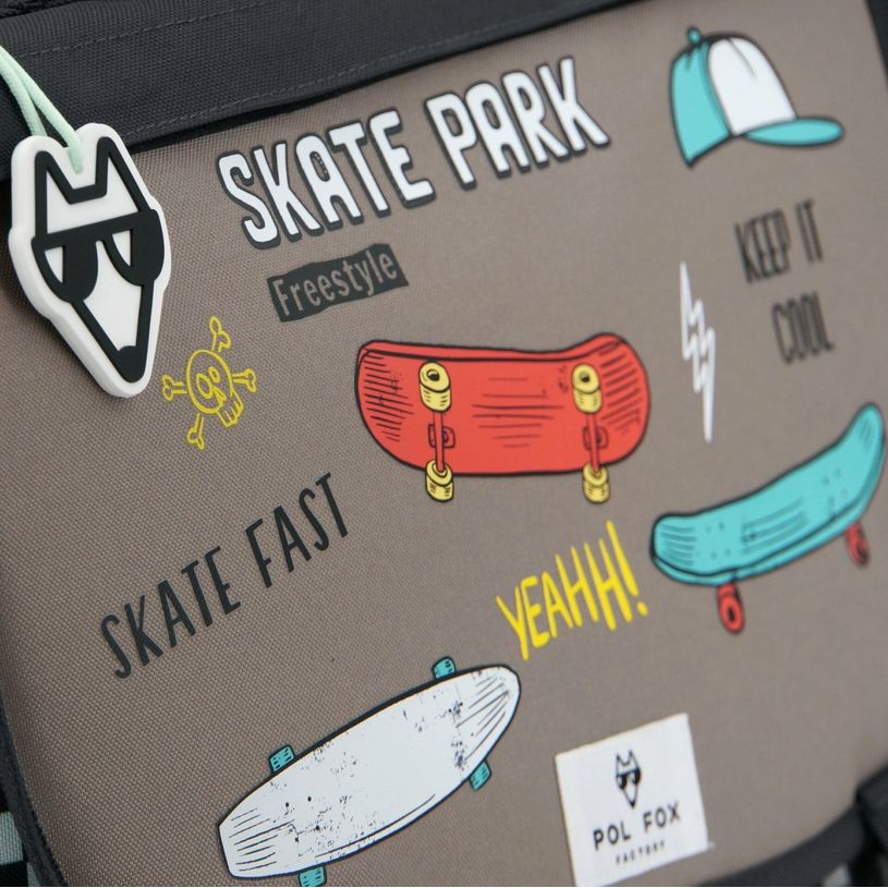 3663842006608-Cartable à roulettes réversible Skate 38 cm - 2 compartiments - gris - Pol Fox-P_400006964_6-5