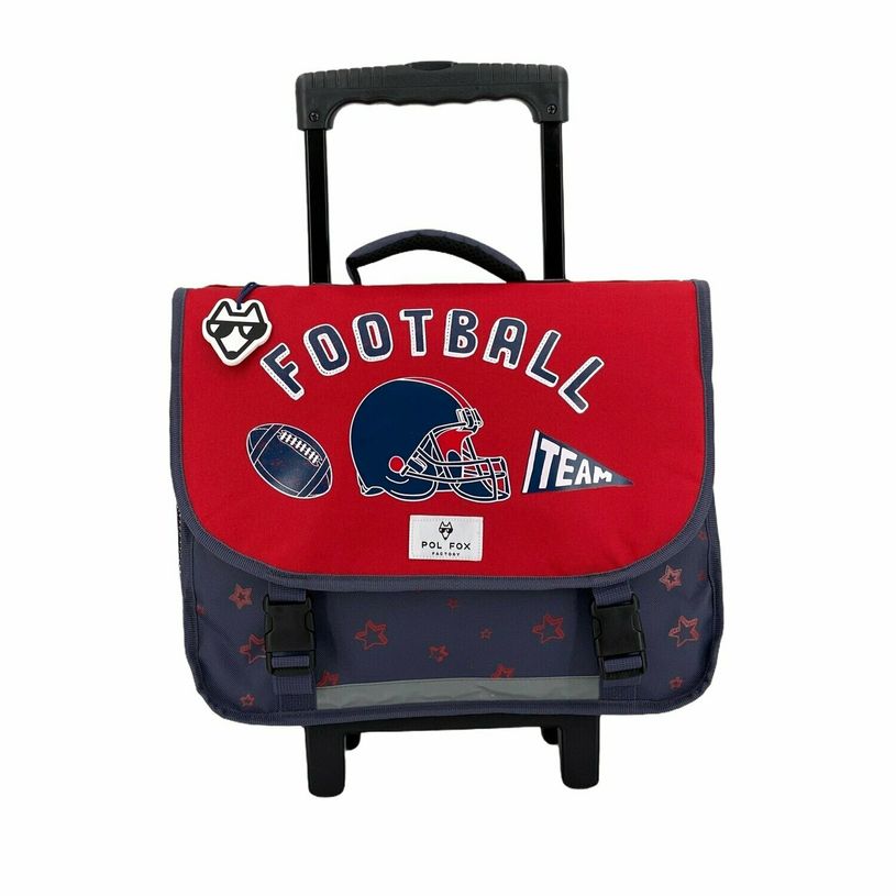 3663842006868-Cartable à roulettes Football 38 cm - 2 compartiments - rouge - Pol Fox-P_400006990_1-0