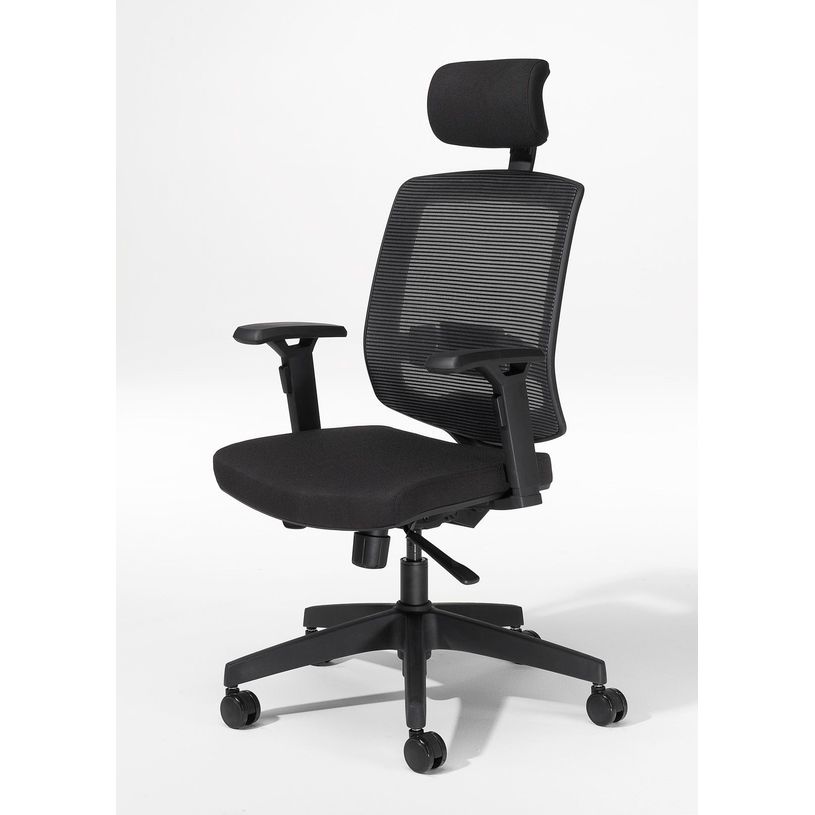 3760388580255-Fauteuil de bureau MALICE avec têtière - accoudoirs réglables - noir--1