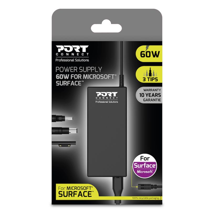 3567049001025-PORT Connect - câble d'alimentation secteur compatible avec MICROSOFT SURFACE--1