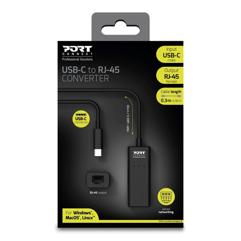 3567049001261-PORT Connect - convertisseur USB-C (M) vers RJ45 (F)--1
