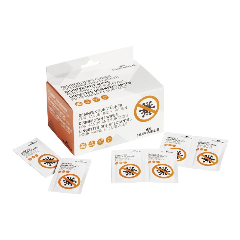 4005546727615-DURABLE - Boite de 100 lingettes désinfectantes pour mains et surface-P_400007064_4-0