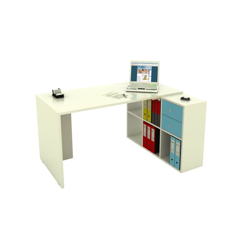 0404000071969-Bureau avec module 6 cases - 140 cm - blanc-P_400007196_1-0
