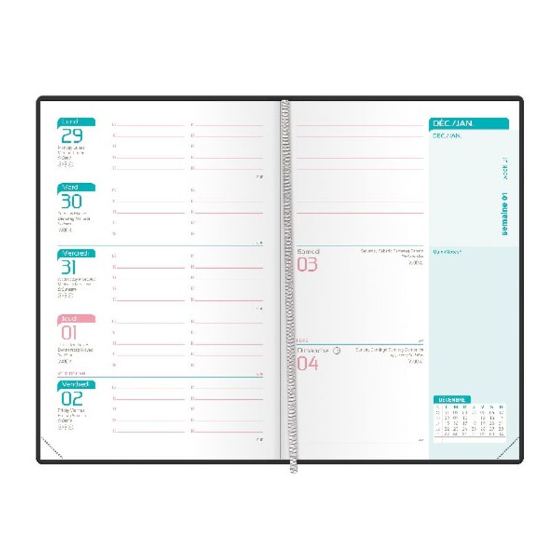 3147280205071-Agenda Oxford Reptile - 1 semaine sur 2 pages - 10 x 15 cm - noir - Hamelin-P_400007231_4-1