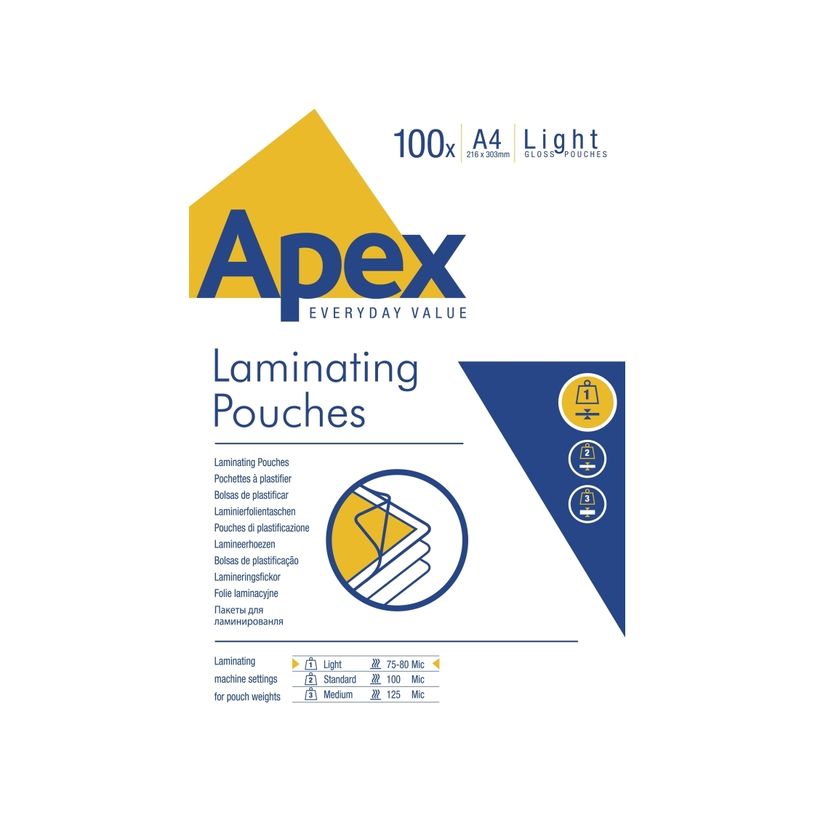 043859584857-Fellowes Apex - 100 pochettes de plastifications A4 (216 x 303 mm) - 80 microns -P_400007258_2-0
