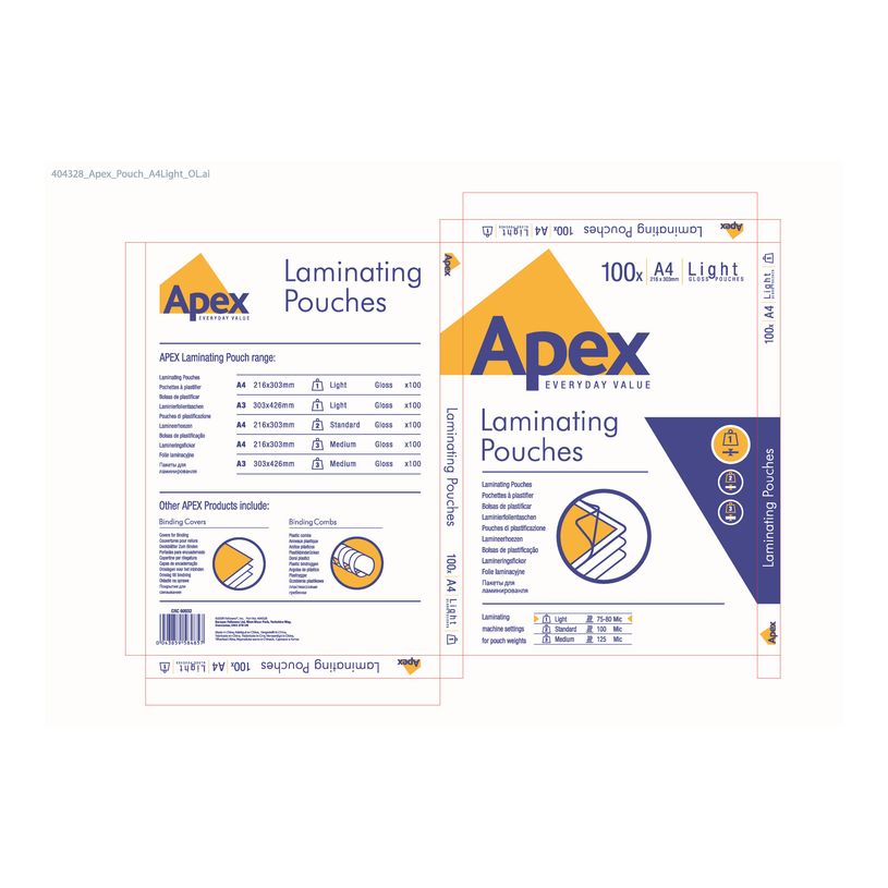 043859584857-Fellowes Apex - 100 pochettes de plastifications A4 (216 x 303 mm) - 80 microns -P_400007258_4-2
