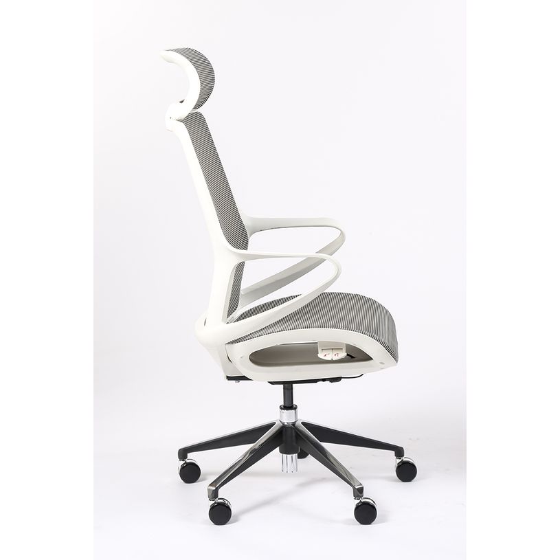 3701338800924-Fauteuil de bureau ergonomique ELVIRA - accoudoirs fixes - appuie-tête fixe - blanc -P_400007264_3-2