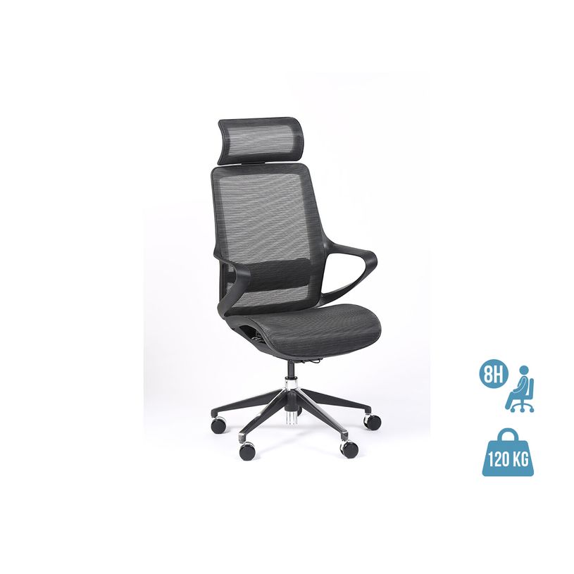 3701338801051-Fauteuil de bureau ergonomique ELVIRA - accoudoirs fixes - appuie-tête fixe - noir-P_400007265_1-0