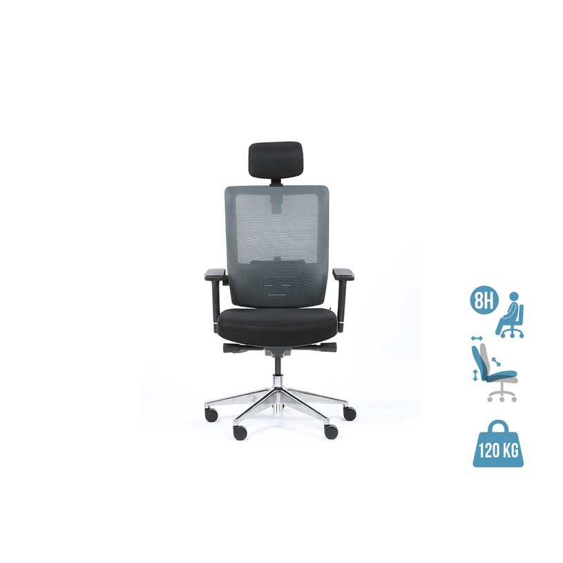 3701338801068-Fauteuil de bureau ergonomique SYNEC - accoudoirs réglables - appuie-tête réglable - no-P_400007268_1-0