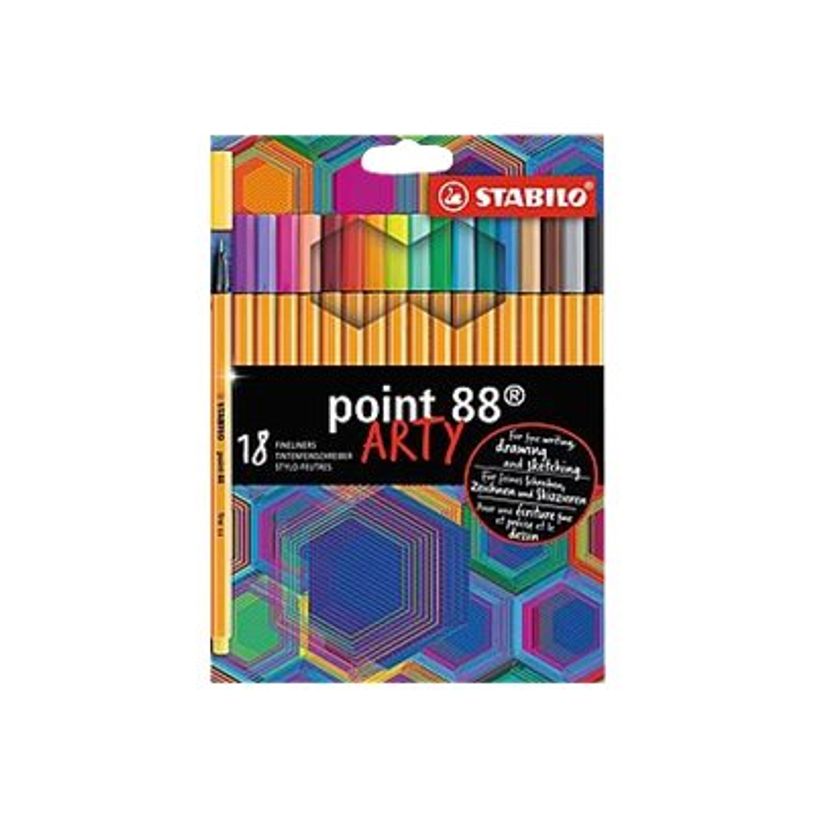 4006381557450-STABILO Point 88 ARTY - 18 Feutres de coloriage - pointe fine - couleurs assorties-P_400007290_1-0