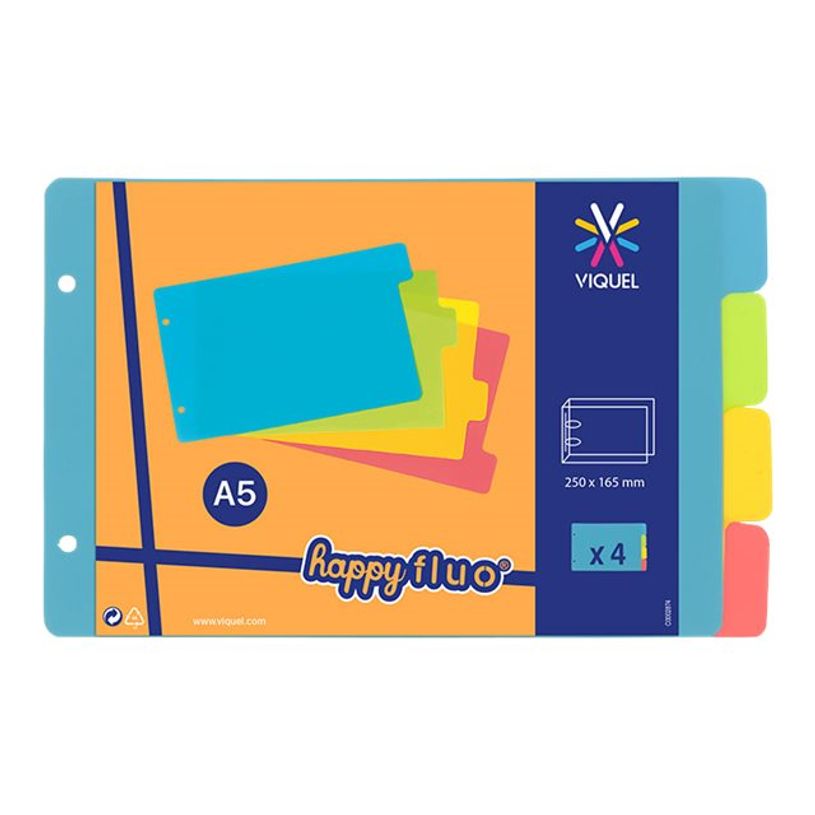 3135251607313-Viquel Happy Fluo - Intercalaire 4 positions - pour fiches Bristol 14,5 x 22,5 cm-P_400007517_1-0