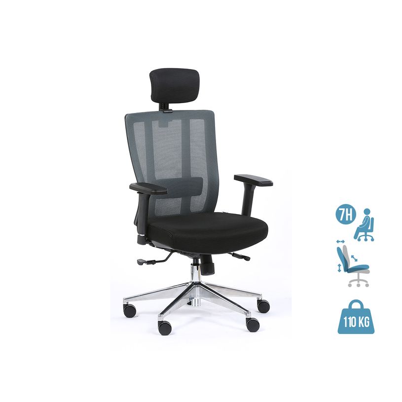 3701338800962-Fauteuil de bureau OFFSEAT - accoudoirs réglables - noir-P_400007599_1-0