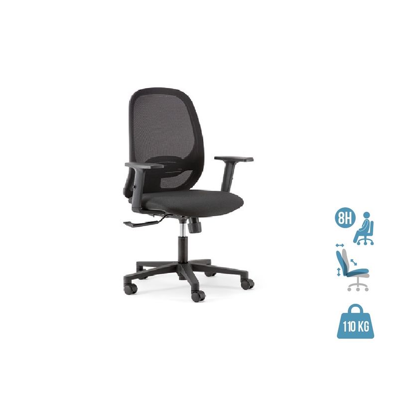 -Fauteuil de bureau GRACE - accoudoirs réglables - noir-P_400007600_1-0