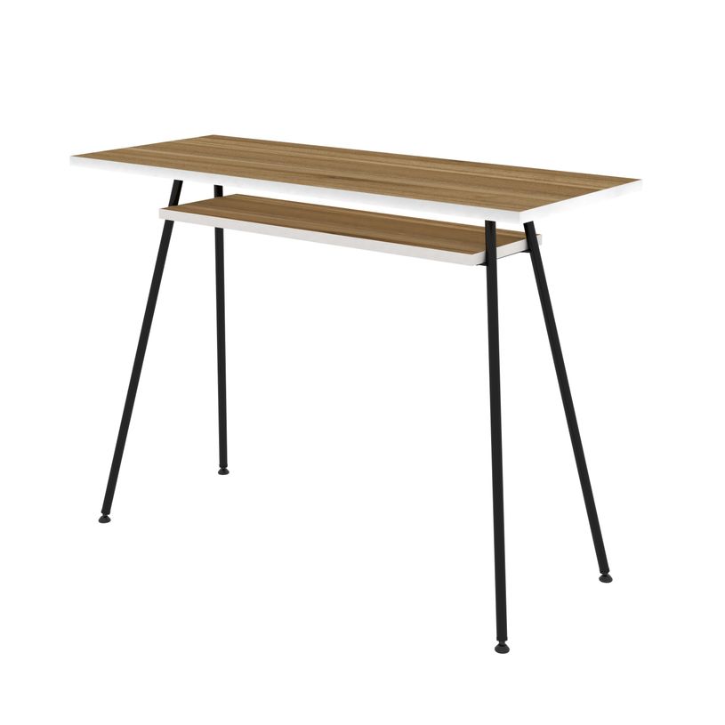 0000006695675-EasyHome - Bureau télétravail LV1 100 cm - avec tablette - noyer - pieds noirs-P_400007619_2-1