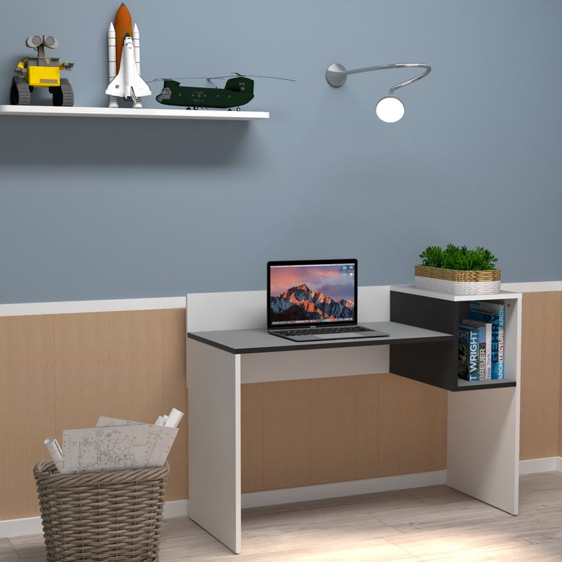 0000006695712-EasyHome - Bureau LV16 121 cm - avec cube de rangement - noir - pieds blancs-P_400007624_4-3
