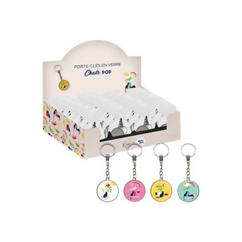3700572751009-Kiub - Porte-clés en verre - Chats pop - différents modèles disponibles-P_400007721_1-0