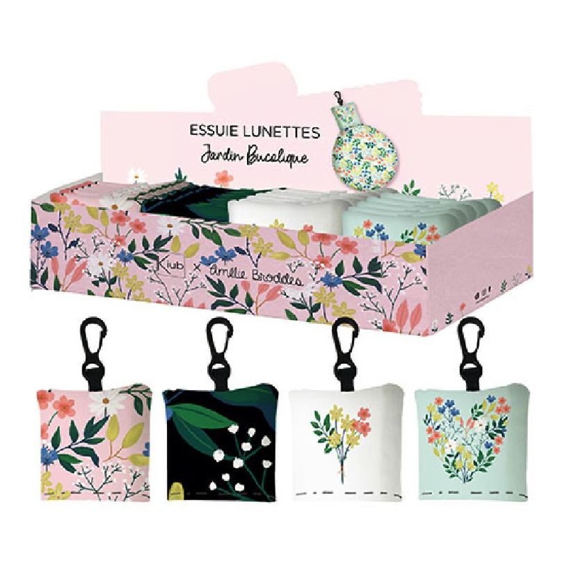 3700572751320-Kiub Jardin Bucolique - Essuie-lunettes avec mousqueton - disponible dans différents mod
