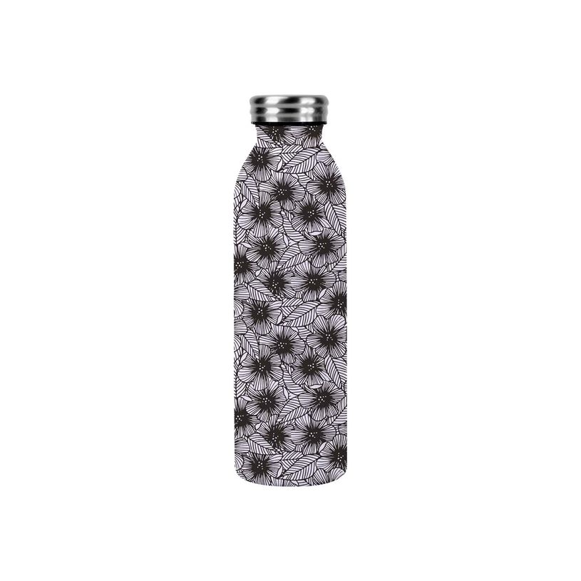 3700572755571-Kiub Nomad' - Bouteille isotherme - 600ml - fleur noir et blanc-P_400007773_1-0