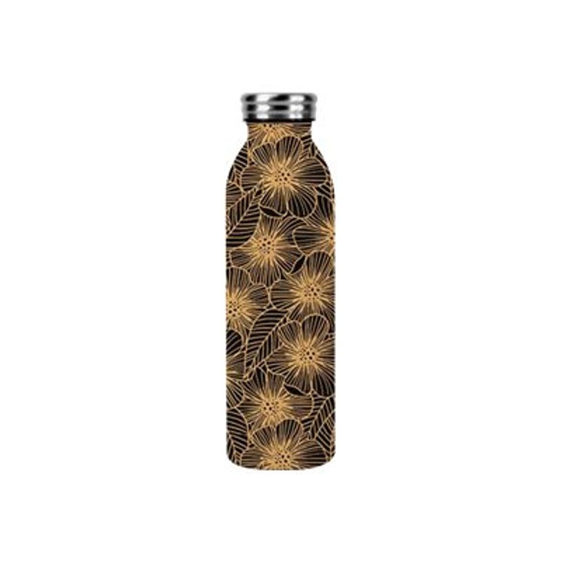 3700572755588-Kiub Nomad' - Bouteille isotherme - 600ml - fleur noir et or-P_400007774_1-0