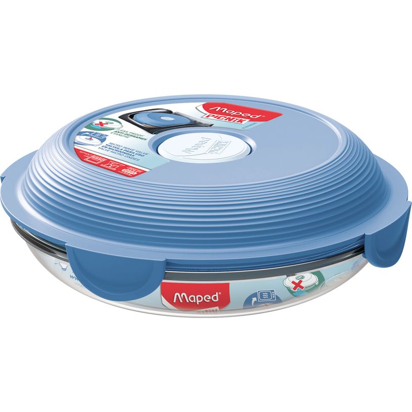 3154148706038-MAPED PICNIK - Assiette à déjeuner en verre ronde 700 ml CONCEPT ADULTES - coloris Bleu Orage--0