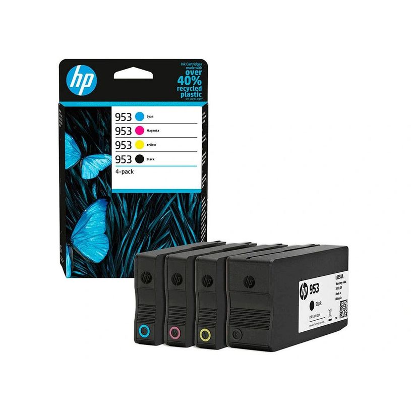 0195122352202-HP 953 Pack de 4 - noir et 3 couleurs - cartouche d'encre originale (6ZC69AE)--1