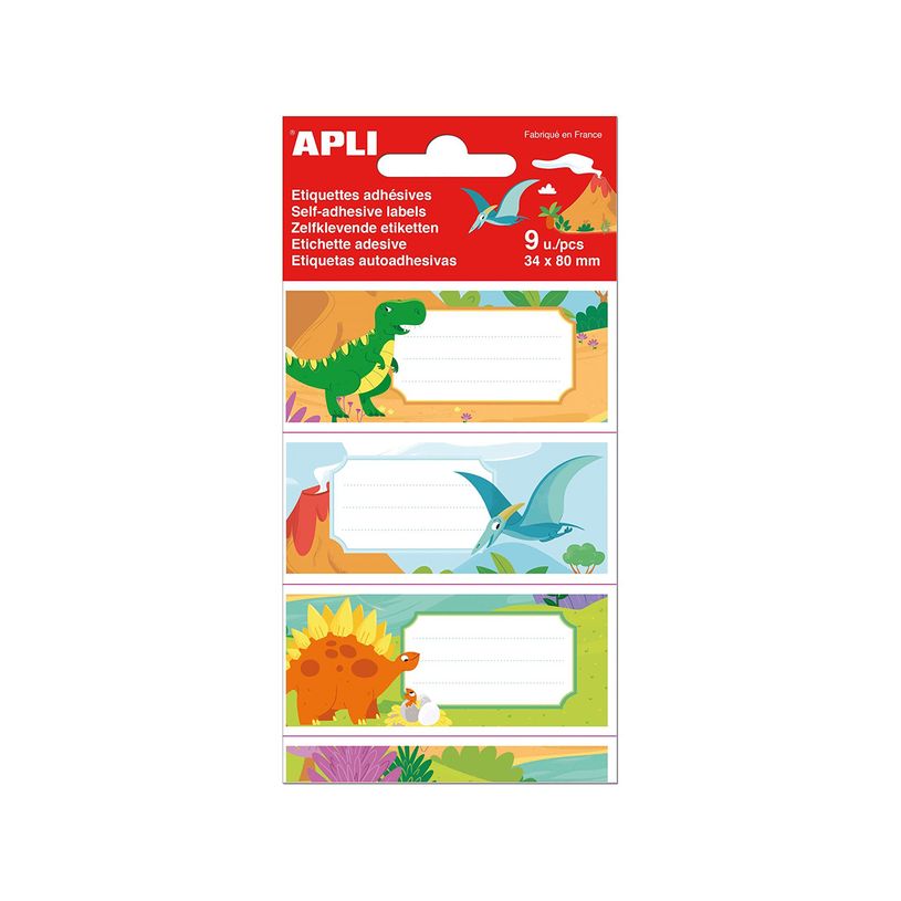 8410782184393-Apli Dinosaures - 9 Étiquettes scolaires - 36 x 81 mm-P_400008558_3-0