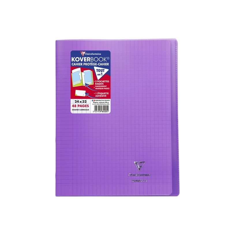 3037929844054-Clairefontaine Koverbook - Cahier polypro 24 x 32 cm - 48 pages - grands carreaux (Seyes) -P_400008789_1-0