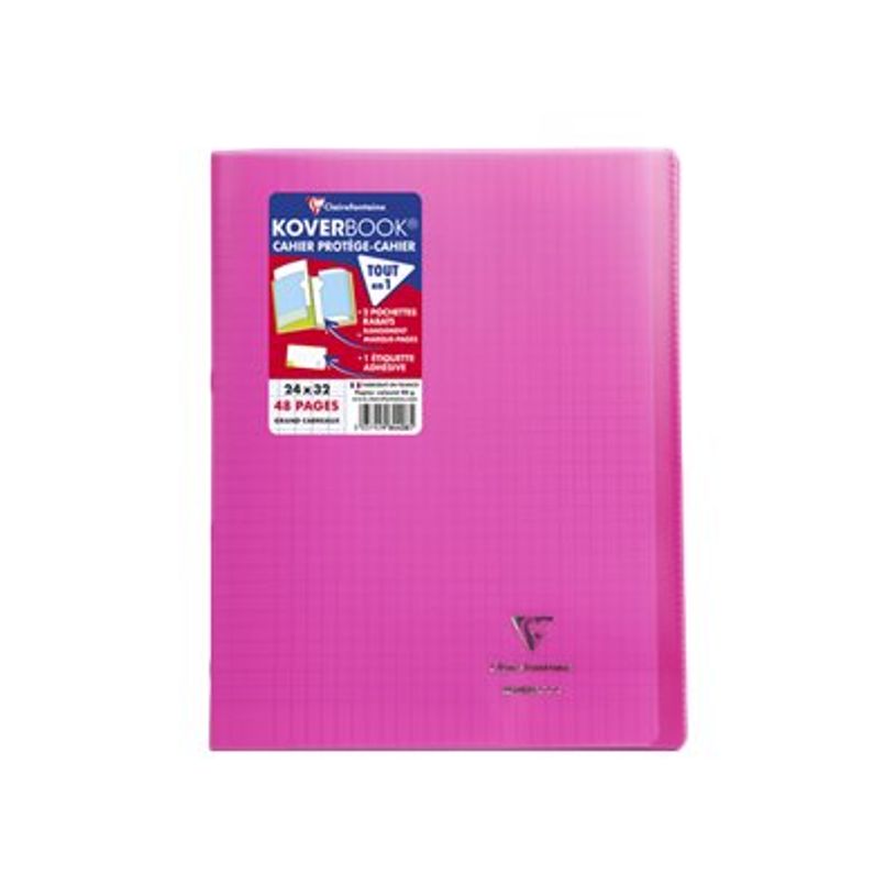 3037929844085-Clairefontaine Koverbook - Cahier polypro 24 x 32 cm - 48 pages - grands carreaux (Seyes) -P_400008791_1-0