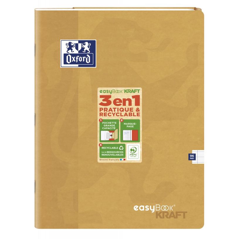3020120165868-Oxford EasyBook Kraft - Cahier 24 x 32 cm - 96 pages - grands carreaux (Seyes) - disponibl-P_400008851_3-2