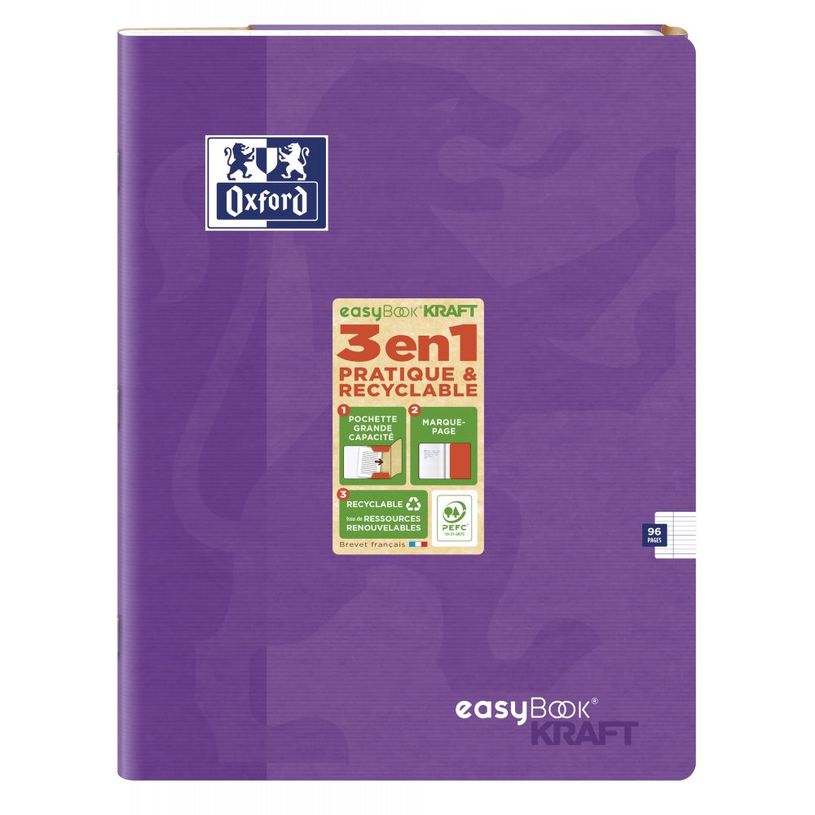 3020120165868-Oxford EasyBook Kraft - Cahier 24 x 32 cm - 96 pages - grands carreaux (Seyes) - disponibl-P_400008851_5-4