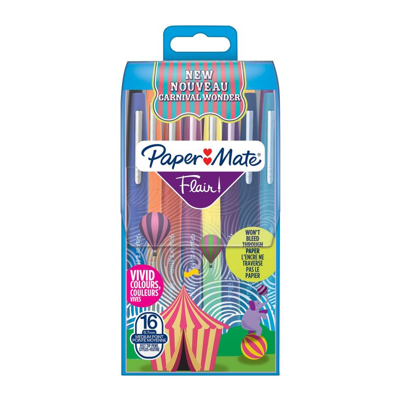 3026981084676-Paper Mate Flair Carnival - Pack de 16 feutres pointe moyenne - couleurs assorties-P_400008860_1-0
