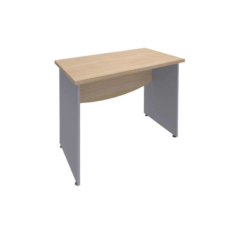 3253310174757-Bureau droit DUAL - L80 - Pieds Alu - plateau imitation Chêne clair-P_400008951_1-0