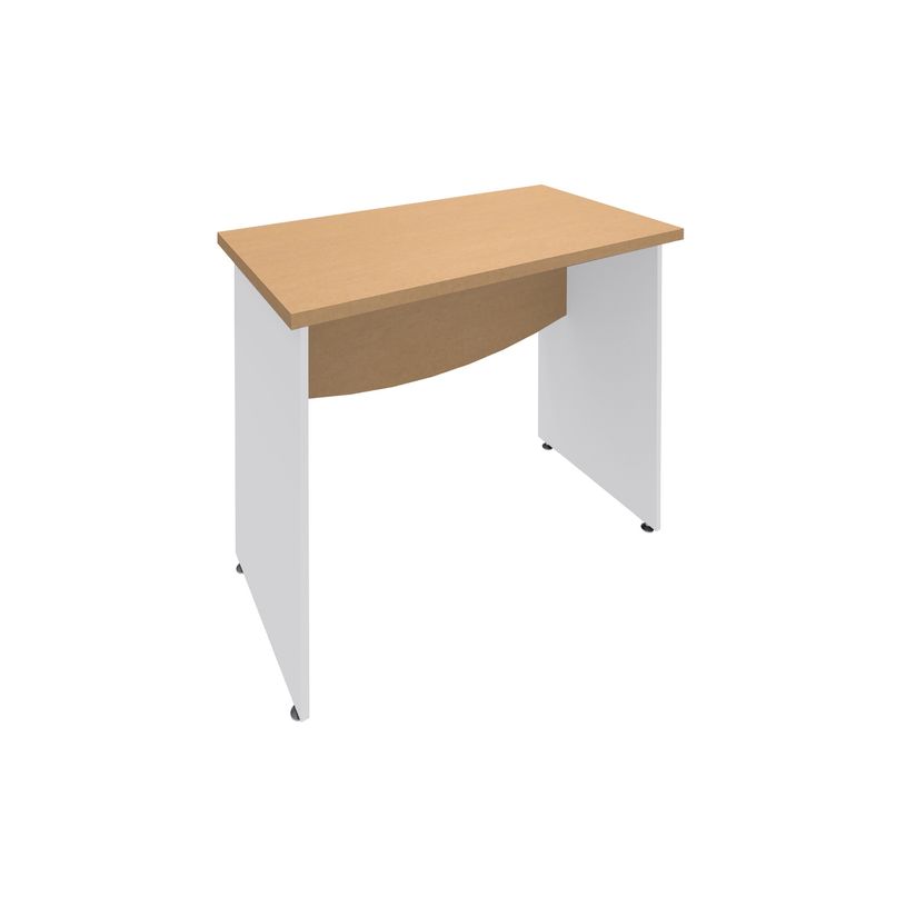3253310174771-Bureau droit DUAL - L80 - Pieds blanc - plateau imitation Hêtre-P_400008956_1-0