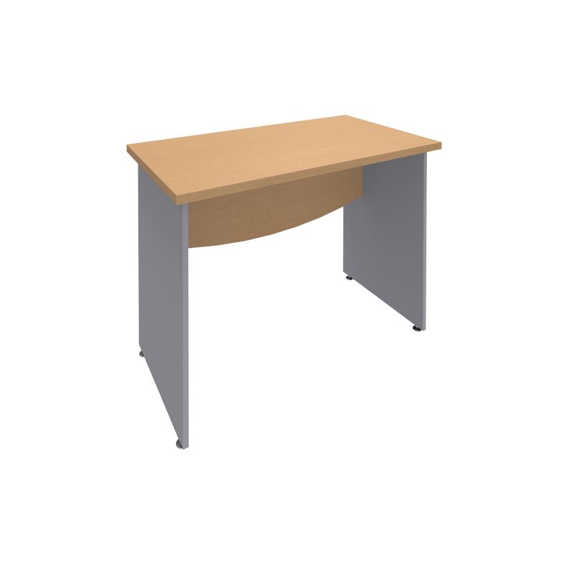 3253310104884-Bureau droit DUAL - L80 - Pieds Alu - plateau imitation Hêtre-P_400008957_1-0