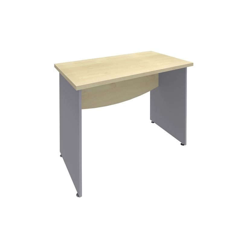 3253310104921-Bureau droit DUAL - L80 - Pieds Alu - plateau imitation Erable-P_400008966_1-0