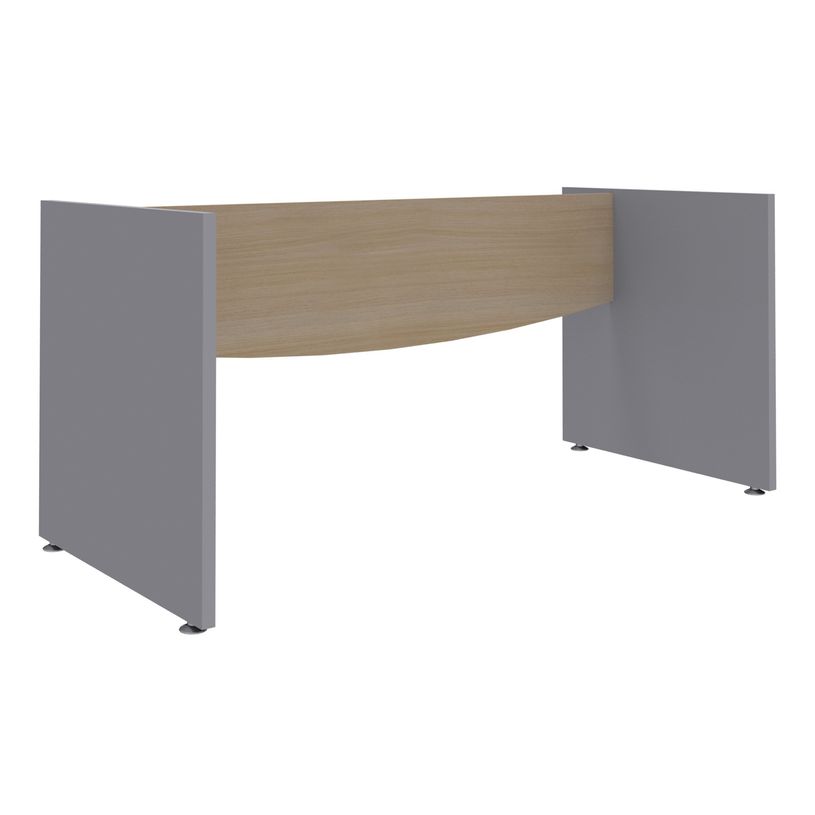 3253310174900-Bureau droit DUAL - L120 - Pieds blanc - plateau imitation Chêne gris-P_400008980_5-3