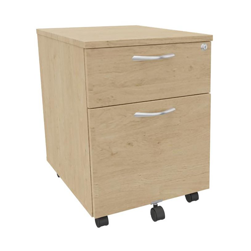 3253310175679-Caisson mobile IDRA/DUAL - L43 x H56 x P60 cm - 2 Tiroirs dont 1 dossier suspendu - Imitation Chêne cl--0